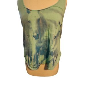 DreamR Crop Tank Top Horses Blue Suze L